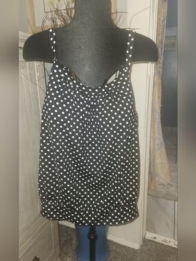 Lands' End Women's Blouson Tummy Hiding Tankini Top Size Plus Sz 18 DD.